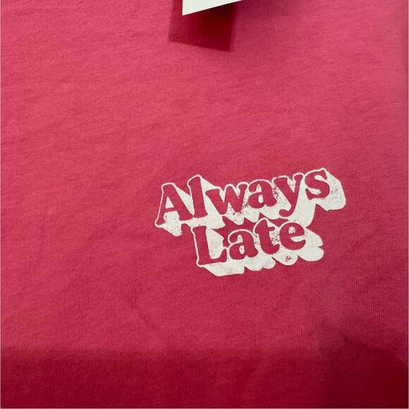 Jenni Intimates Pajama Top Womens Medium Pink ALWAYS LATE Lounge Sleep Basic - Picture 3 of 7